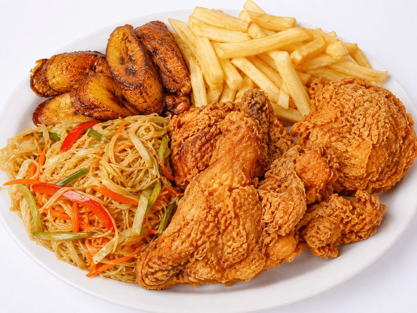 Pollo broaster entero con 3 guarniciones